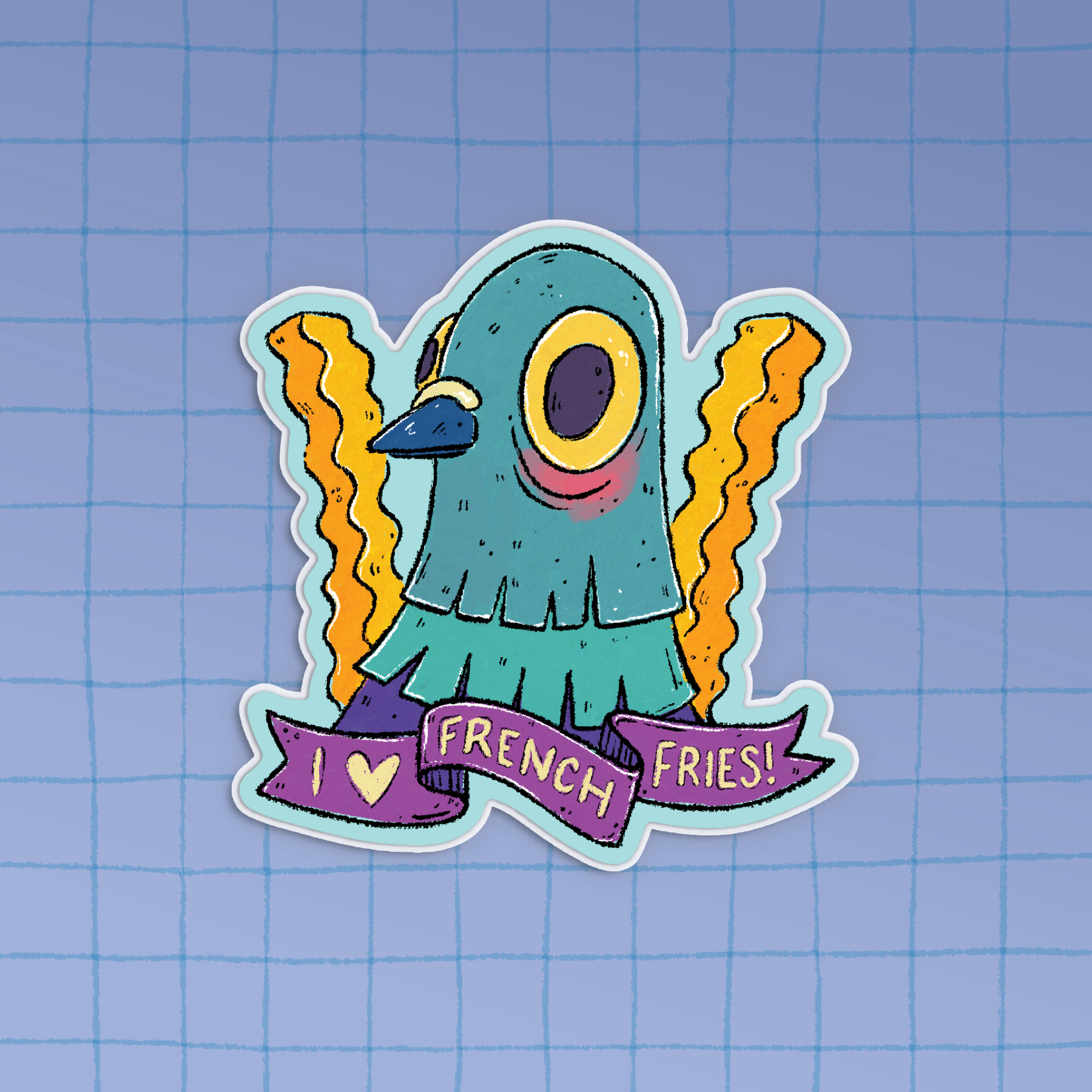 Pigeons Love French Fries Sticker • Vinyl Sticker