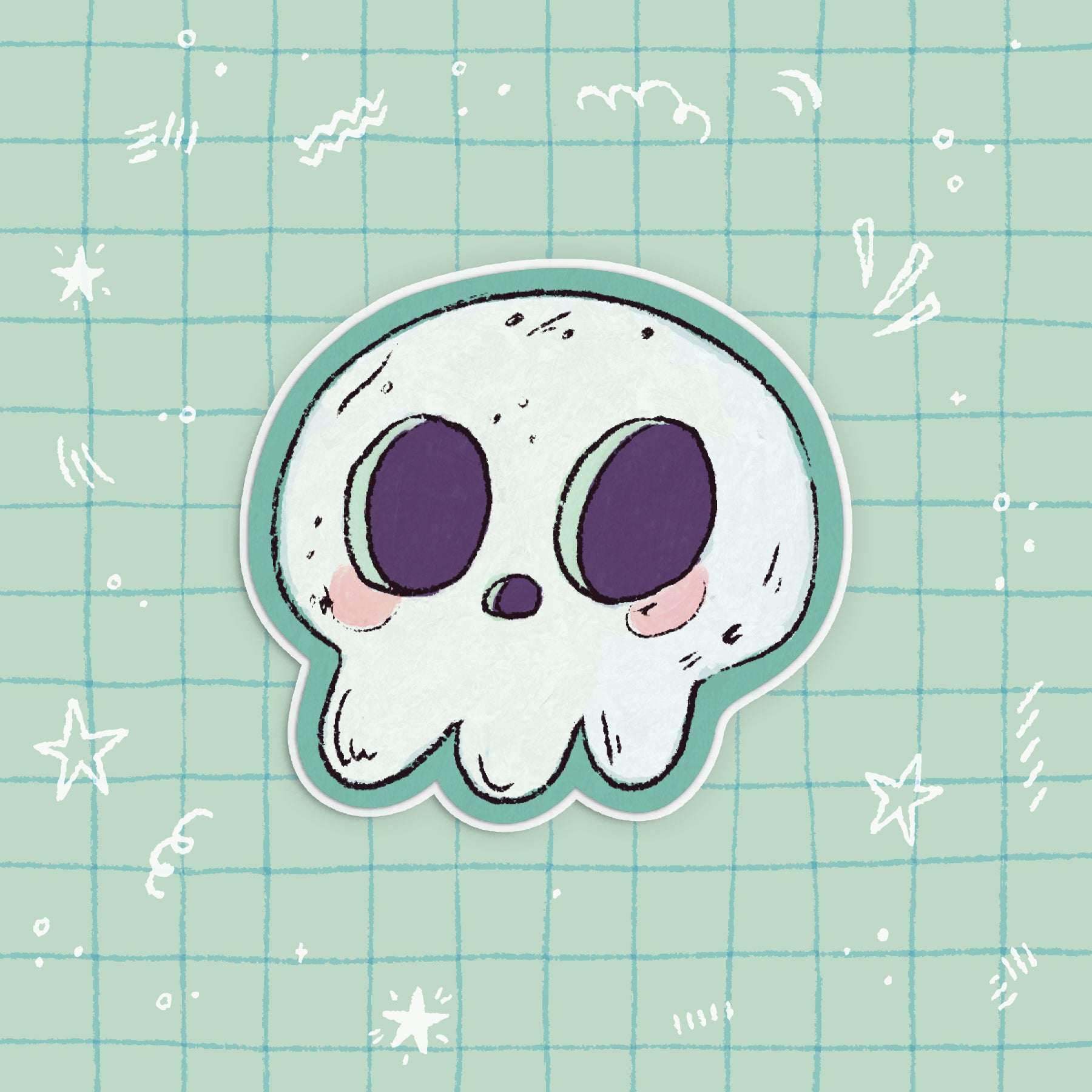 Skull Sticker • Glitter Vinyl Sticker
