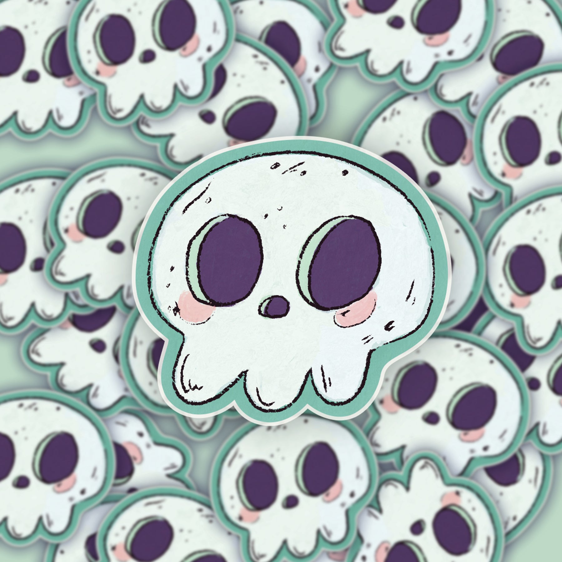 Skull Sticker • Glitter Vinyl Sticker