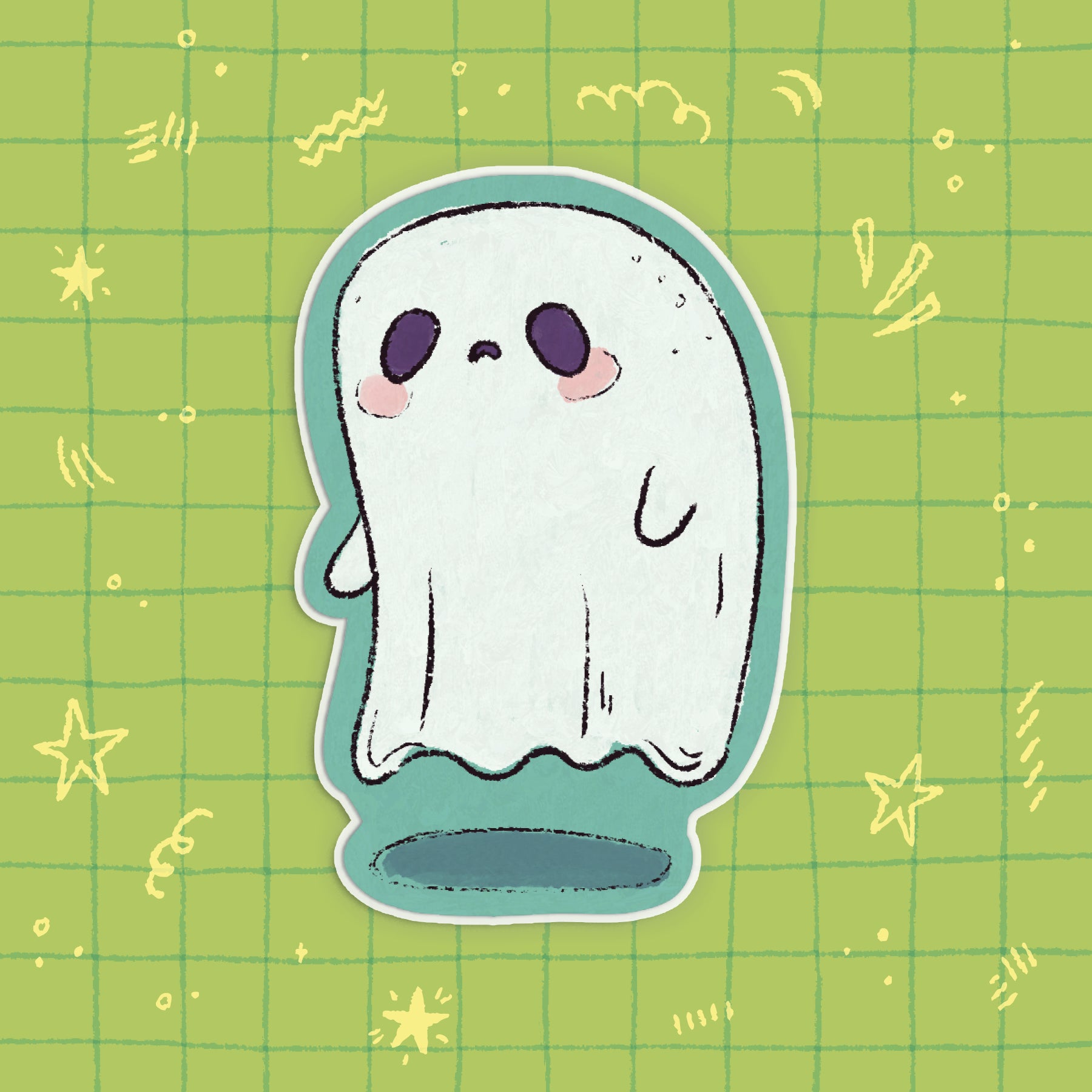 Sad Ghost Sticker • Glitter Vinyl Sticker