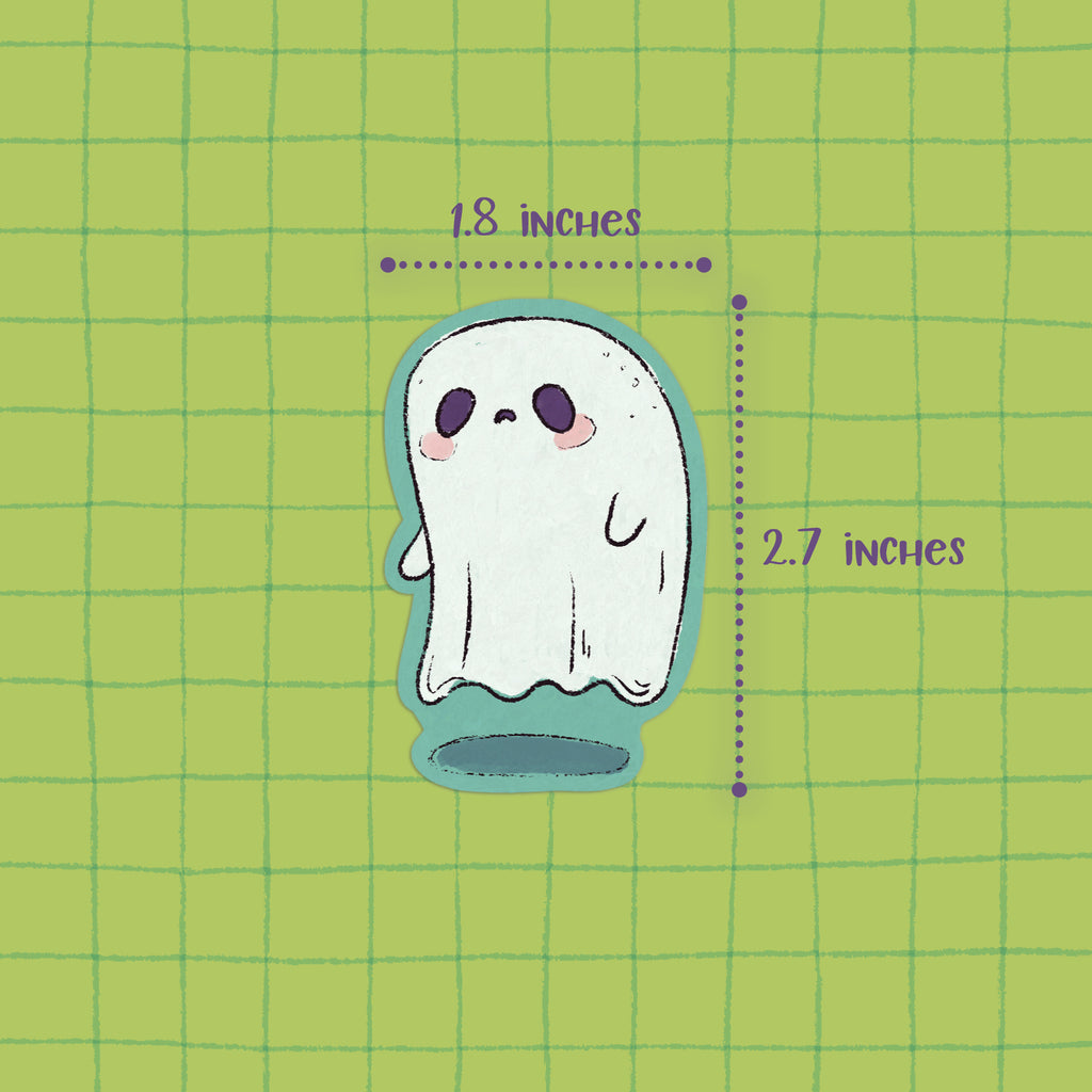 Sad Ghost Sticker • Glitter Vinyl Sticker