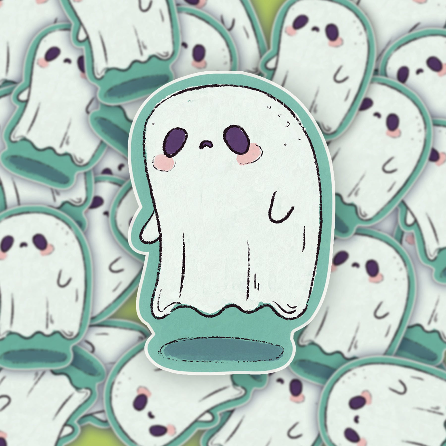 Sad Ghost Sticker • Glitter Vinyl Sticker