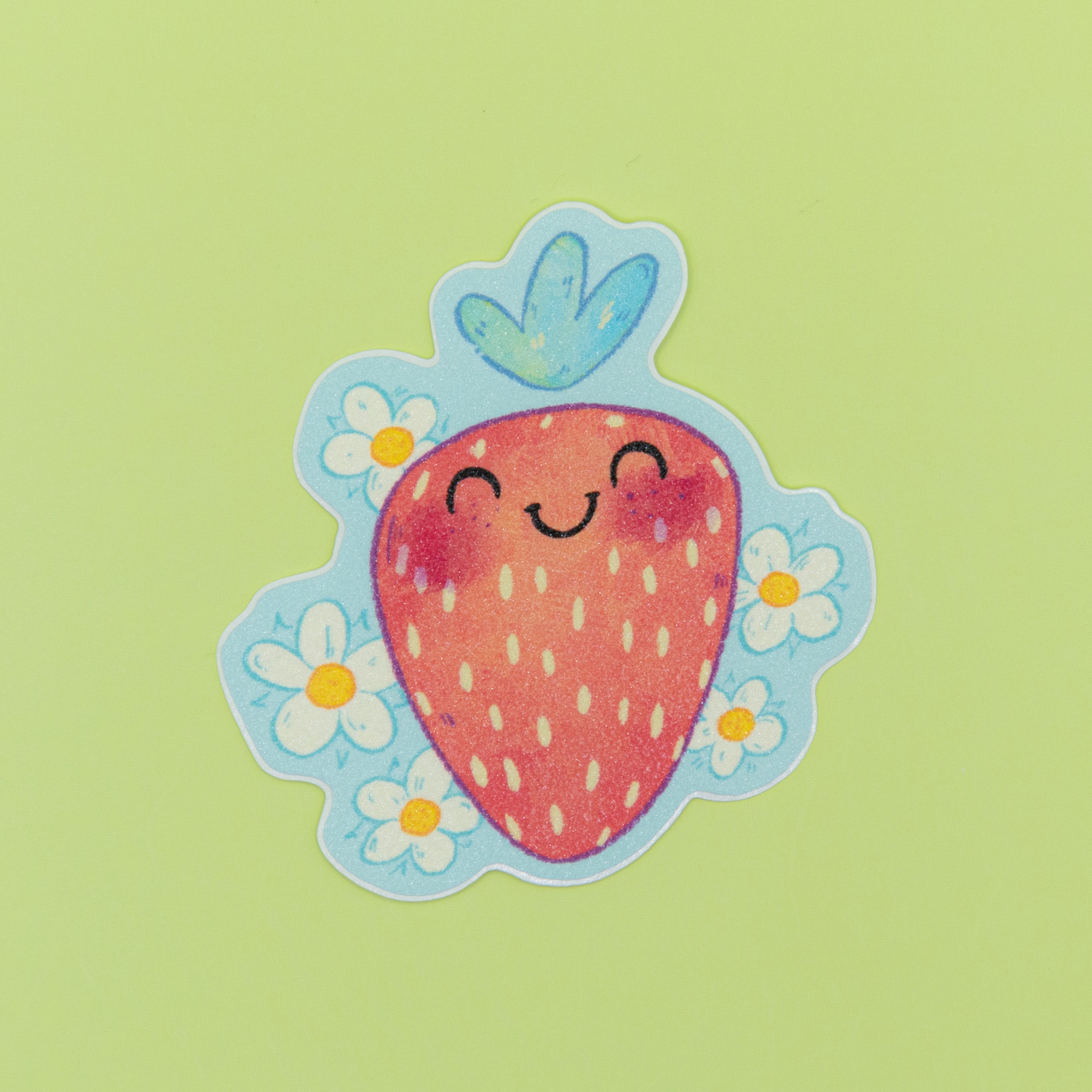 Sweet Strawberry • Glitter Vinyl Sticker