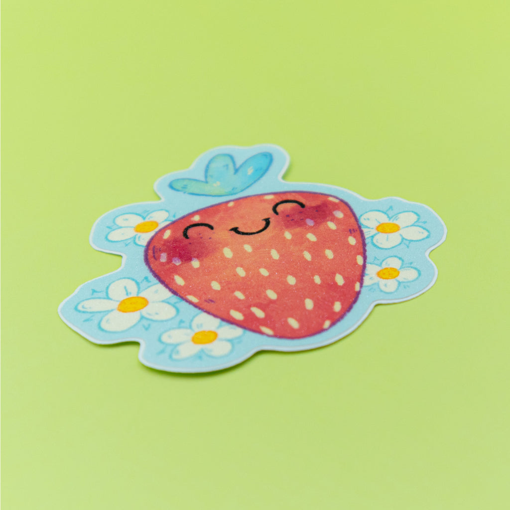 Sweet Strawberry • Glitter Vinyl Sticker