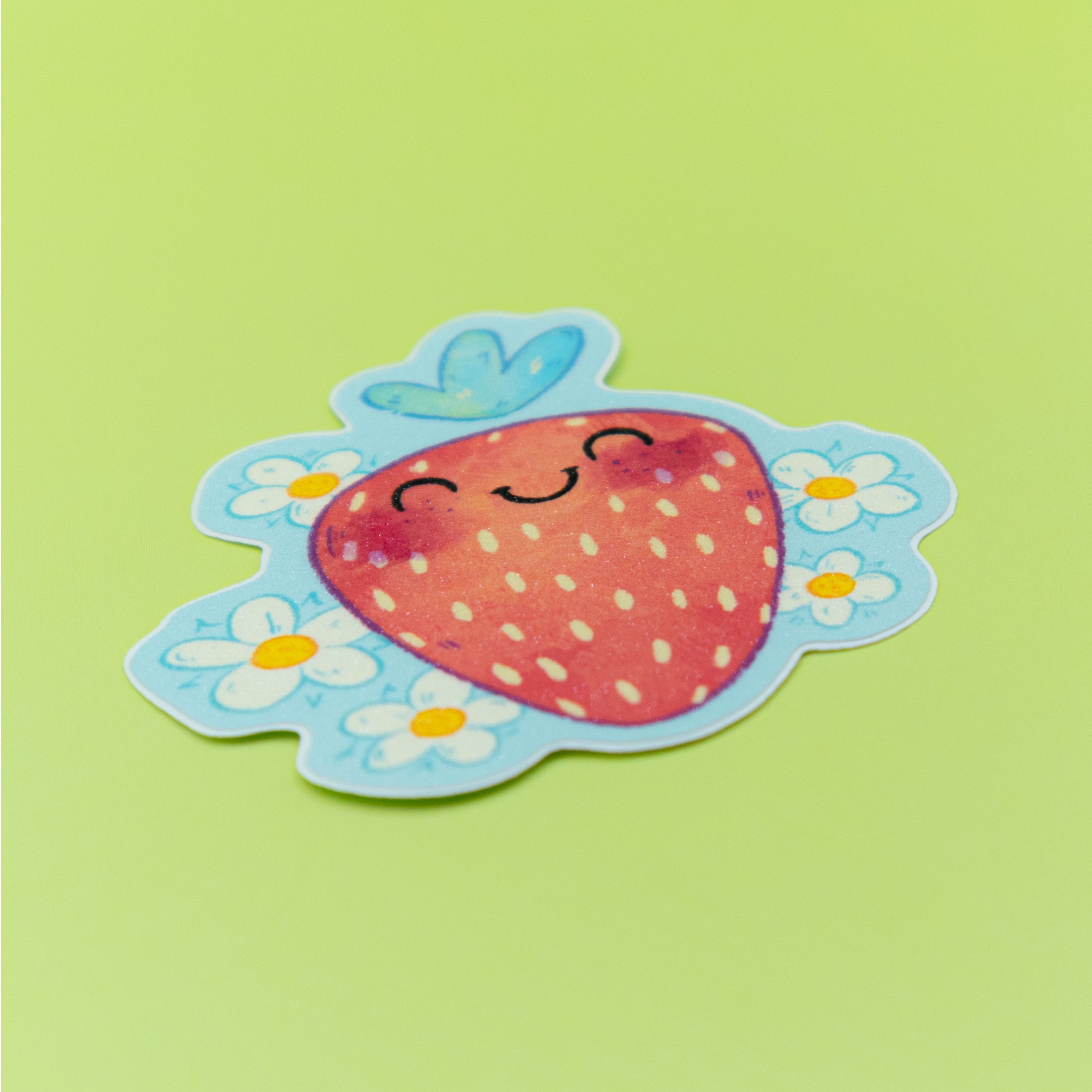 Sweet Strawberry • Glitter Vinyl Sticker