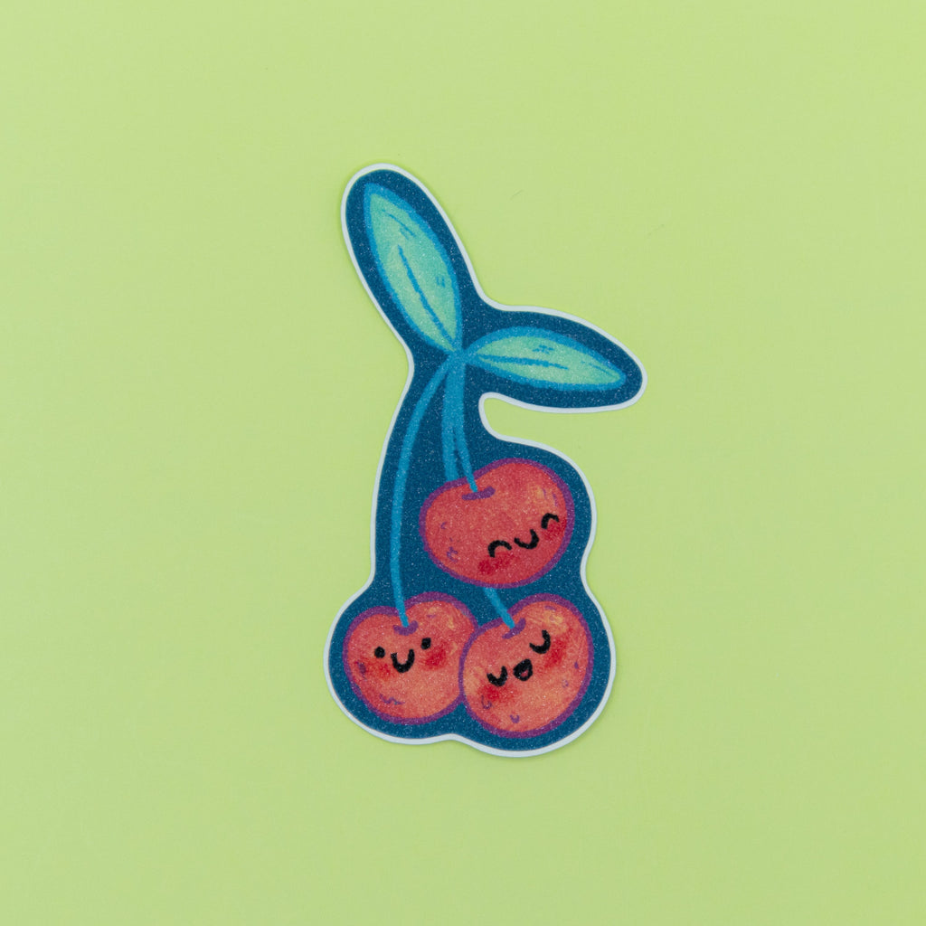 Cheery Cherries Sticker • Glitter Vinyl Sticker