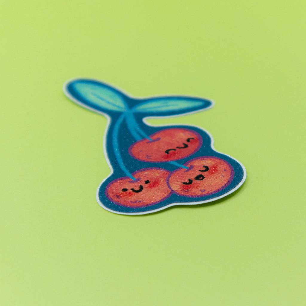 Cheery Cherries Sticker • Glitter Vinyl Sticker