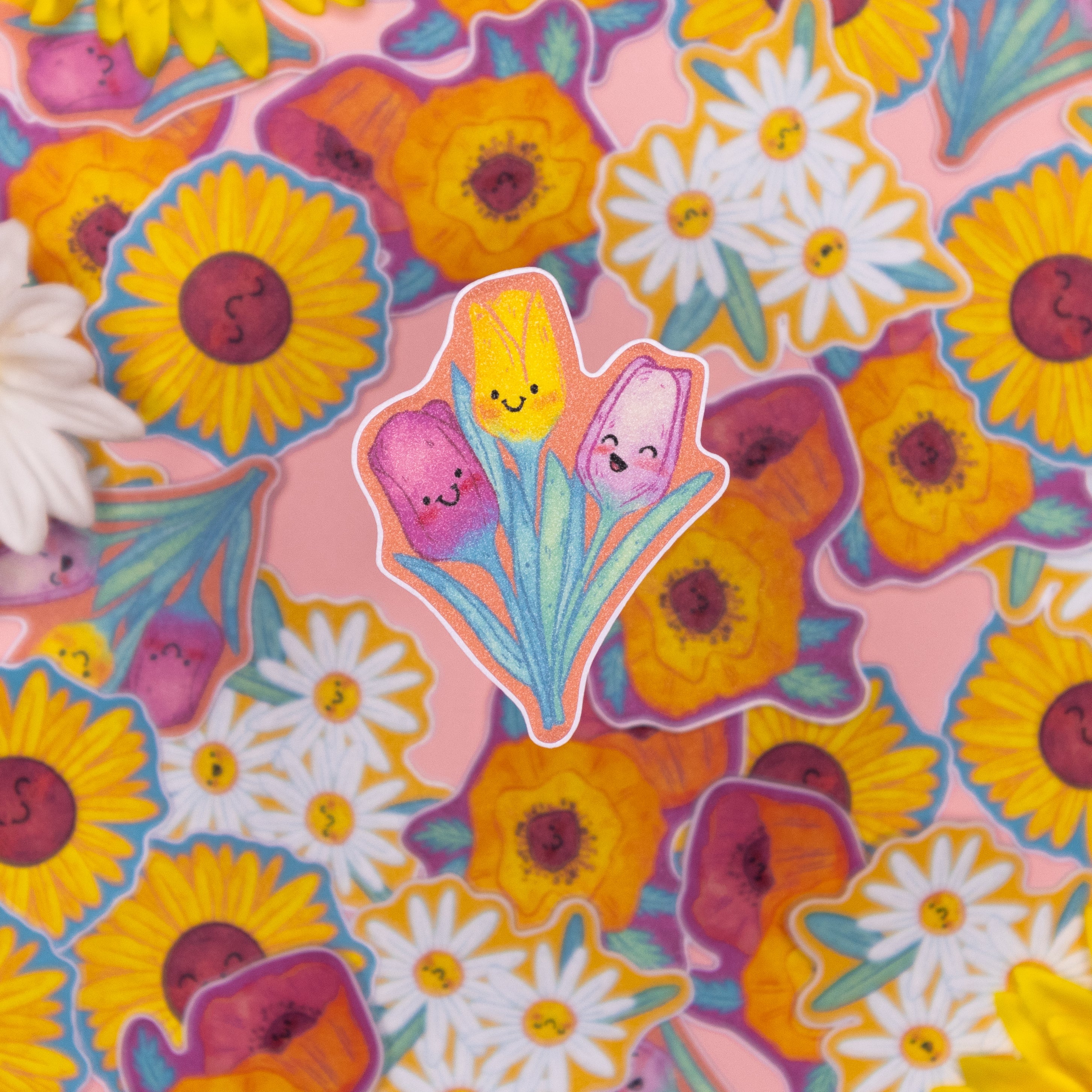 Tulips Sticker • Glitter Vinyl Sticker