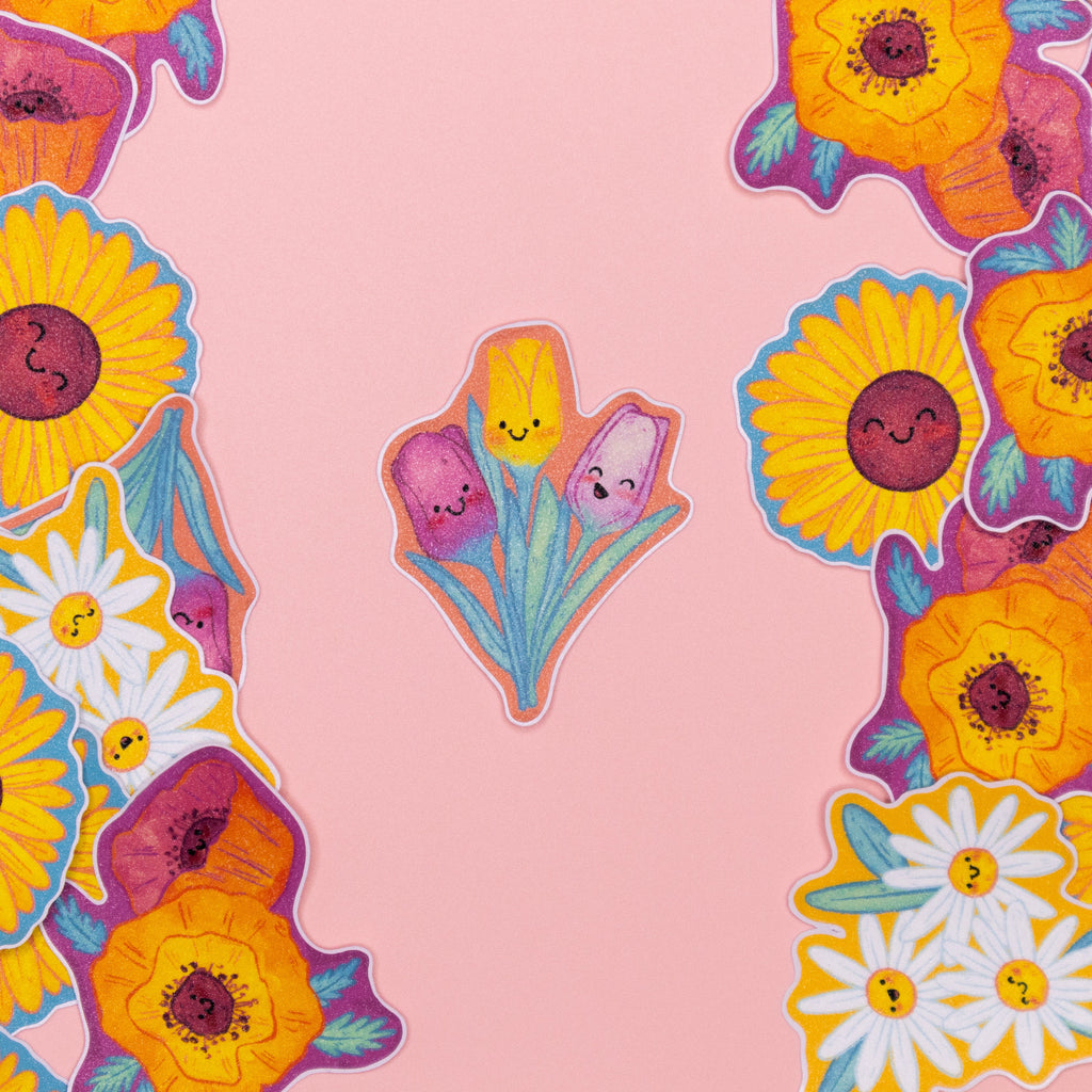 Tulips Sticker • Glitter Vinyl Sticker