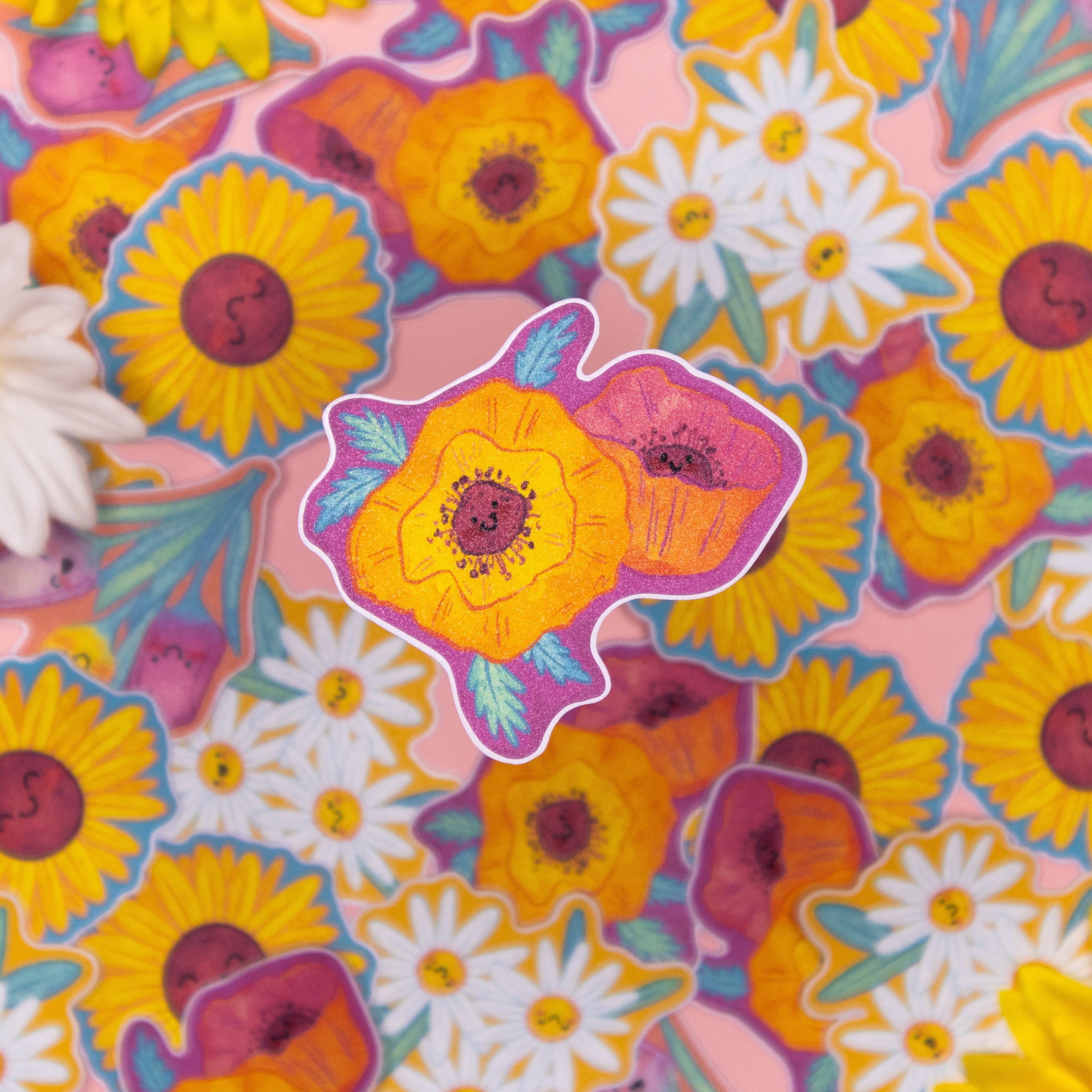 Poppies Sticker • Glitter Vinyl Sticker