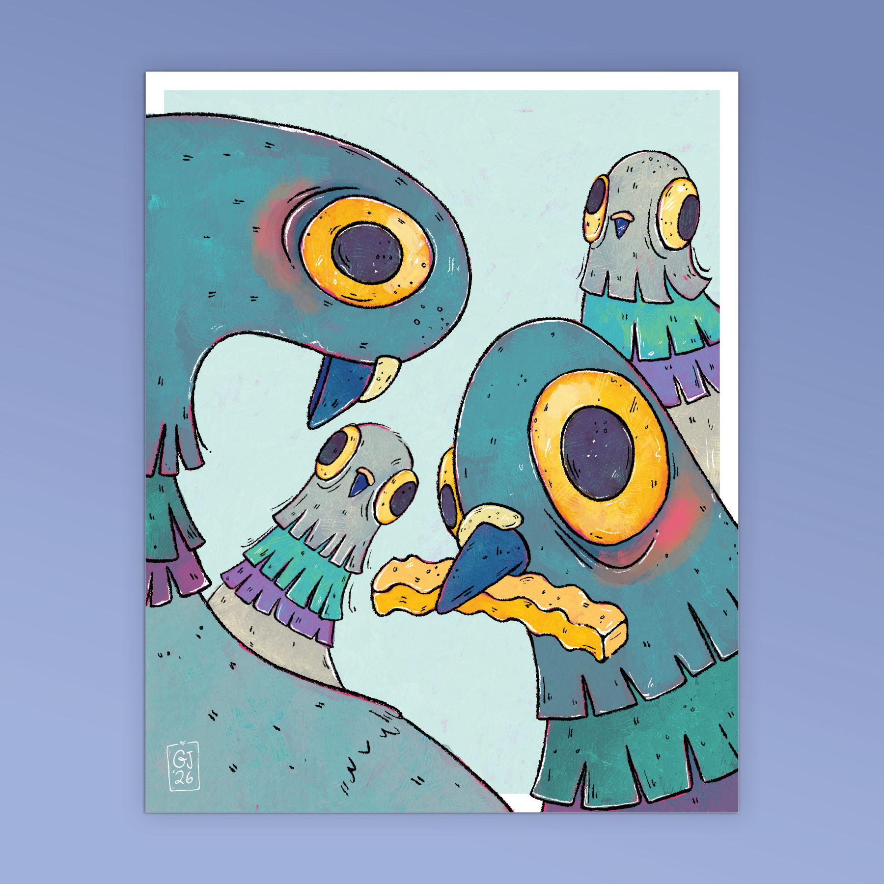 Pigeons Love French Fries • Art Print